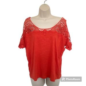 NWT Express Womens Size S Cold Shoulder Top Crochet Neck and Sleeves